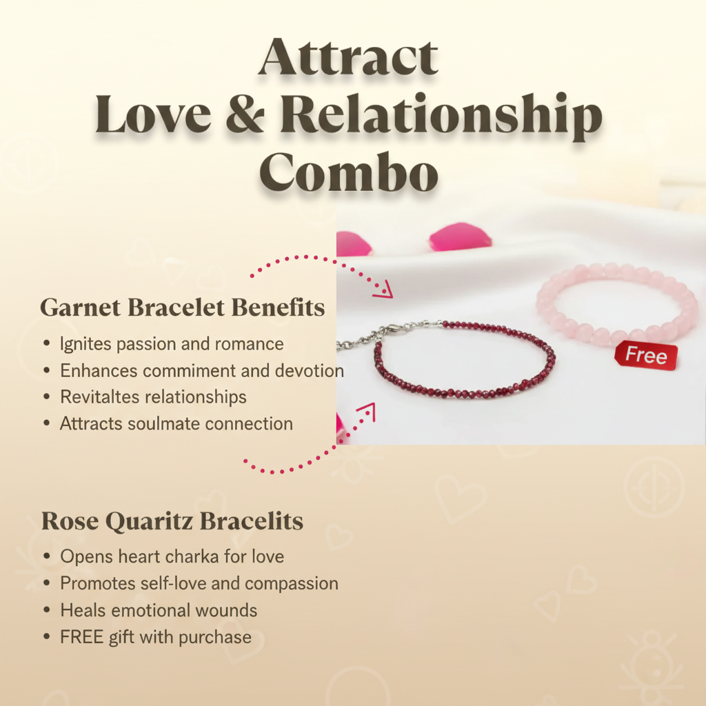 Attract Love & Relationship Combo - Garnet + Rose Quartz Bracelets Benefits