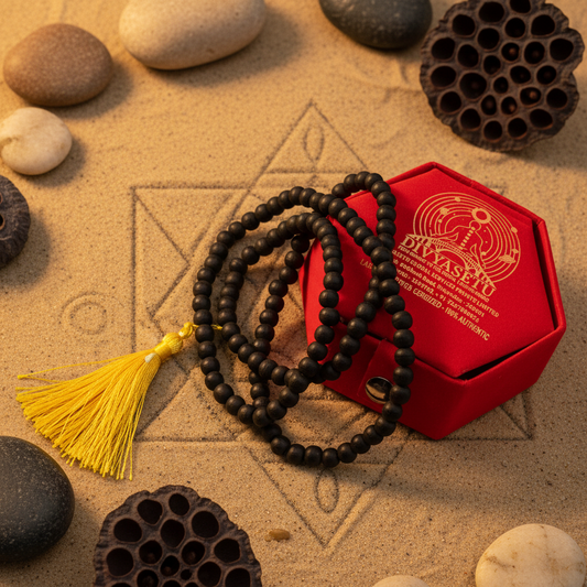 Black Agate Mala with Certificate