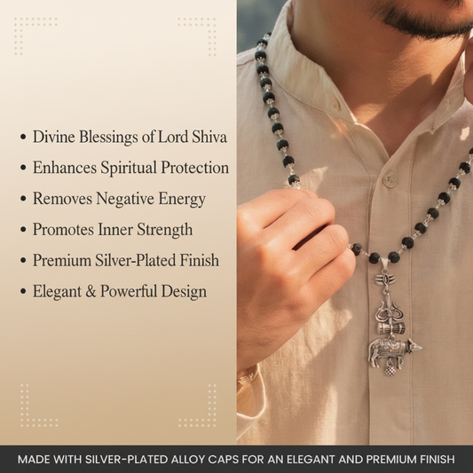 Black Beaded Mala with Silver Trishul Pendant Benefits