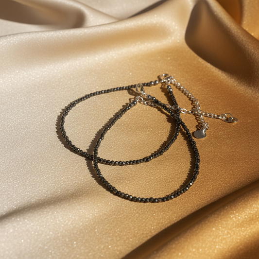 Black Gemstone Anklet with Attractive Background - View 2