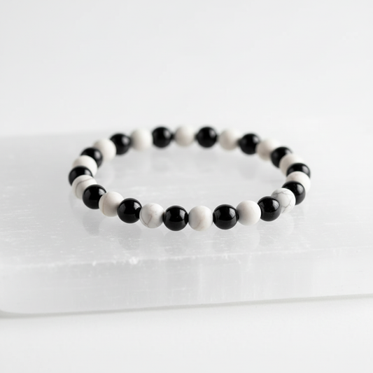 Black Onyx and White Howlite bracelet - product shot