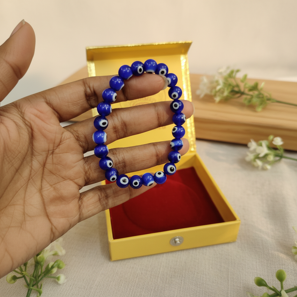 Blue Evil Eye Bracelet Hand Square