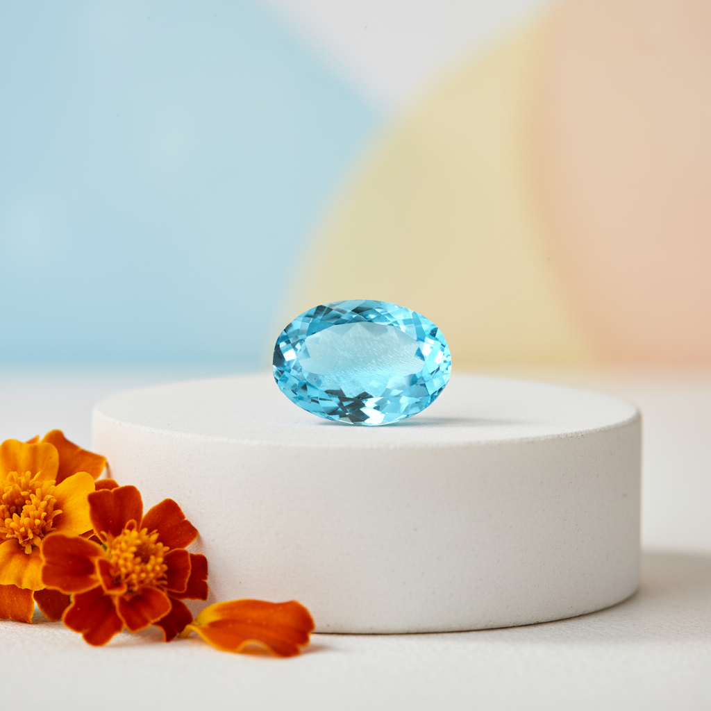 Blue Topaz - Luxury Advertisement with Marigolds