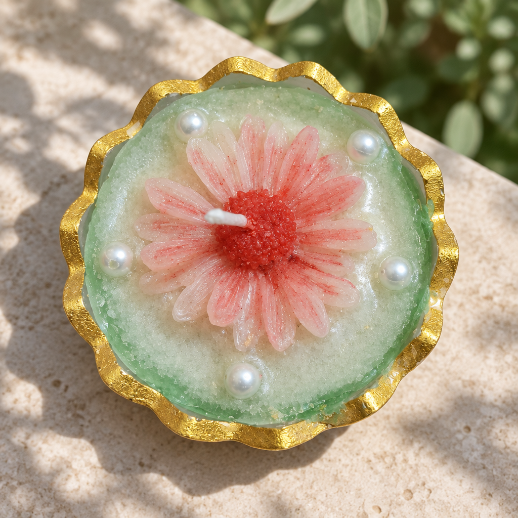 Bowl candle with sage green styling
