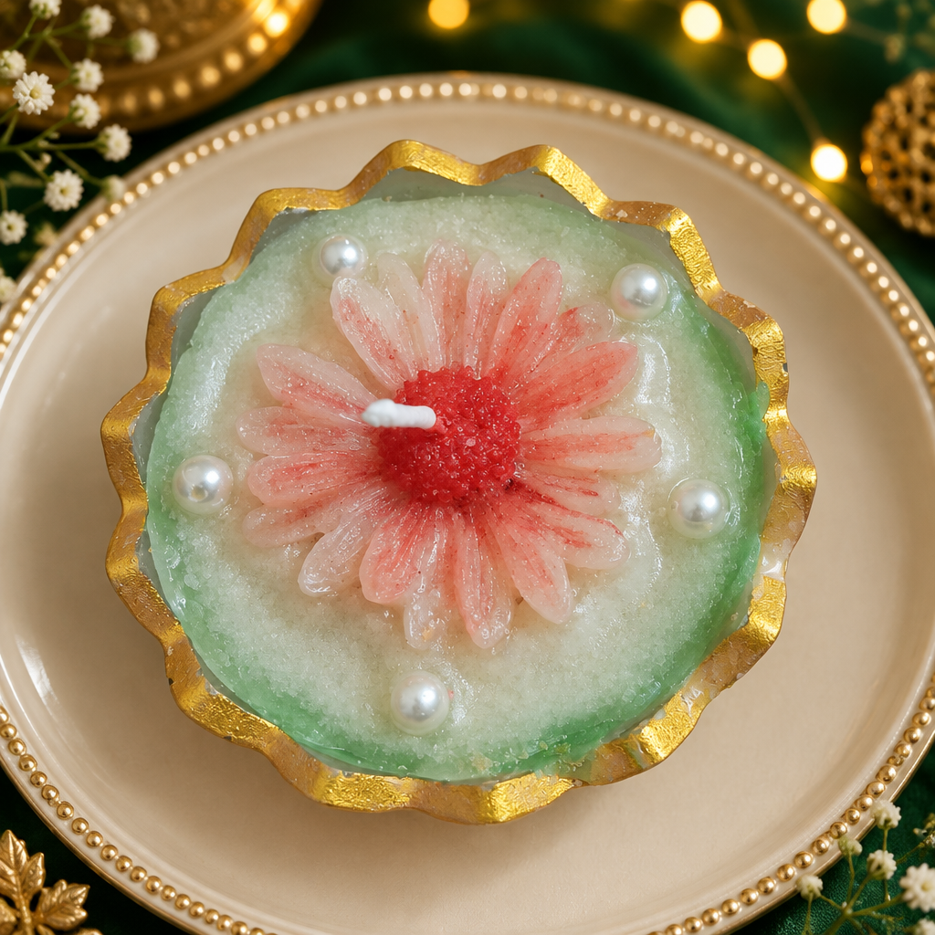 Bowl candle with warm festive lights