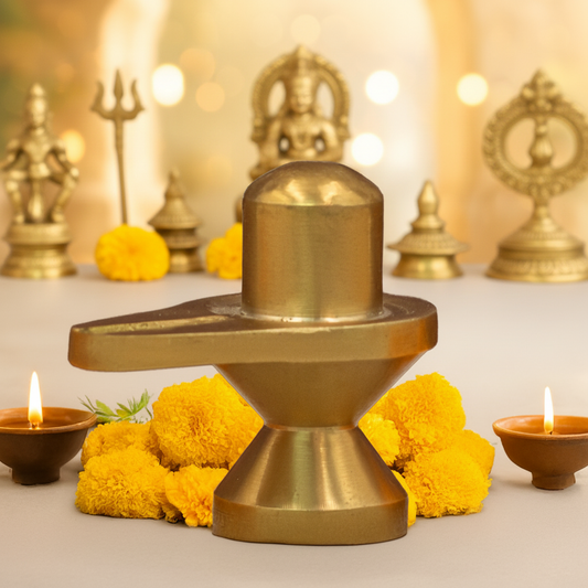 Brass Shiva Lingam with premium temple theme