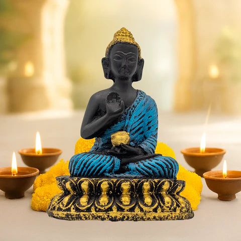 Blue Meditating Buddha Murti
