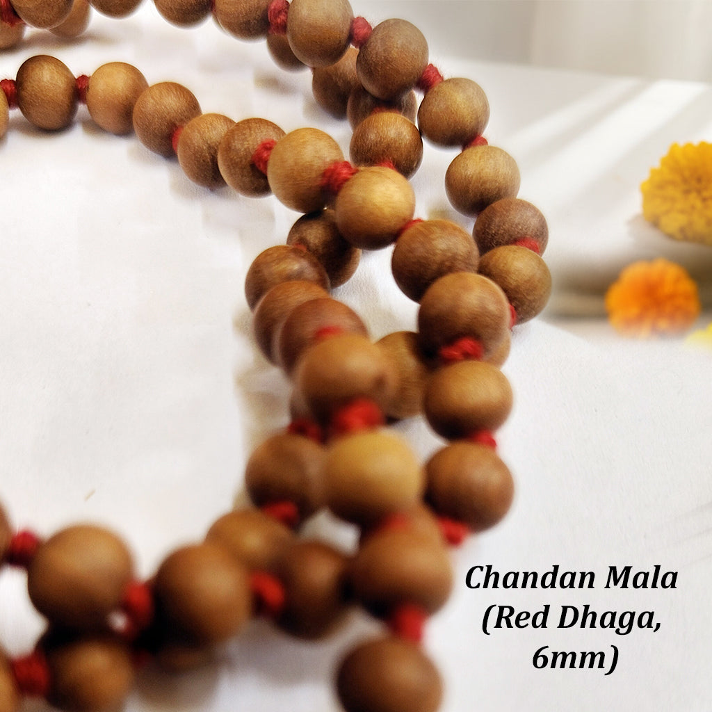Chandan Mala (Red Dhaga, 6mm)
