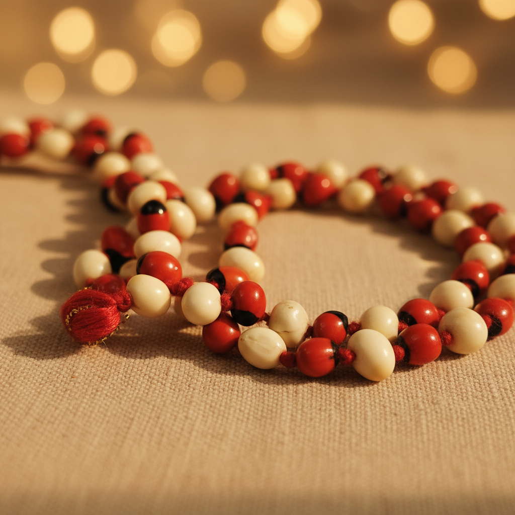Chirmi Mala – Macro Bead Close-up Lifestyle Shot 3