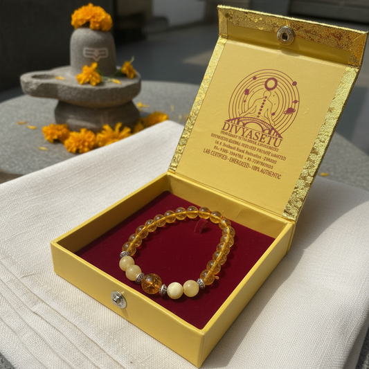 Citrine and Gemstone Bracelet in DivyaSetu Box - Close-up Premium