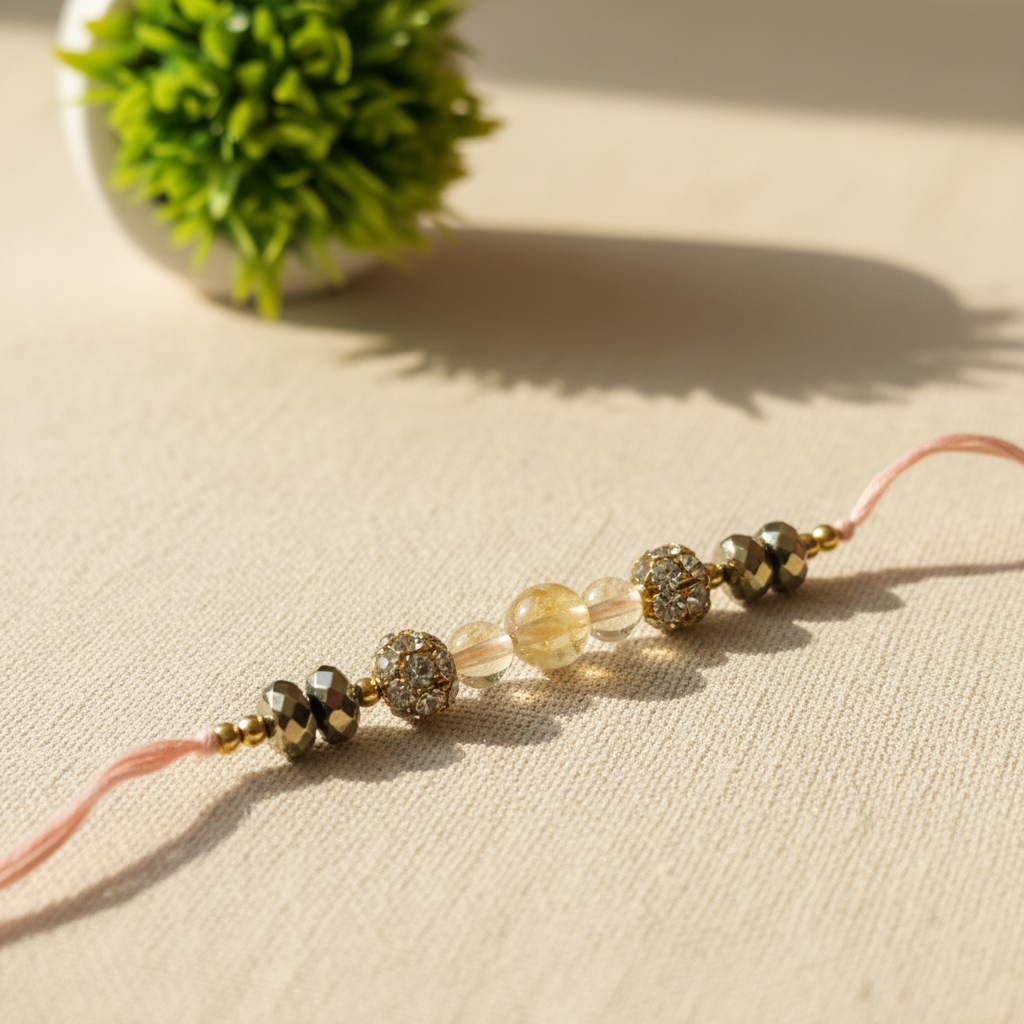 Citrine Pyrite Rakhi Flat - BG Changed