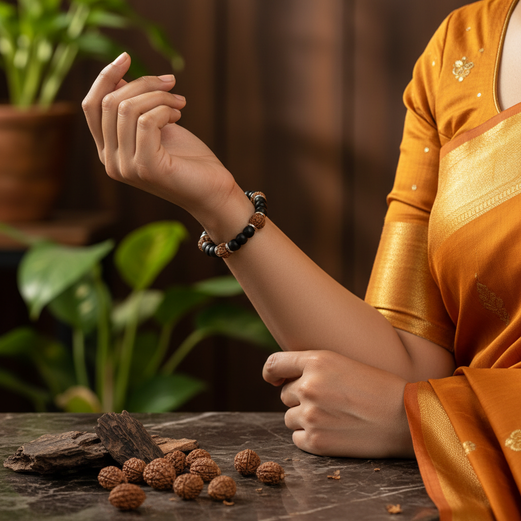 Classic Karungali Rudraksha - Woman Wearing Lifestyle