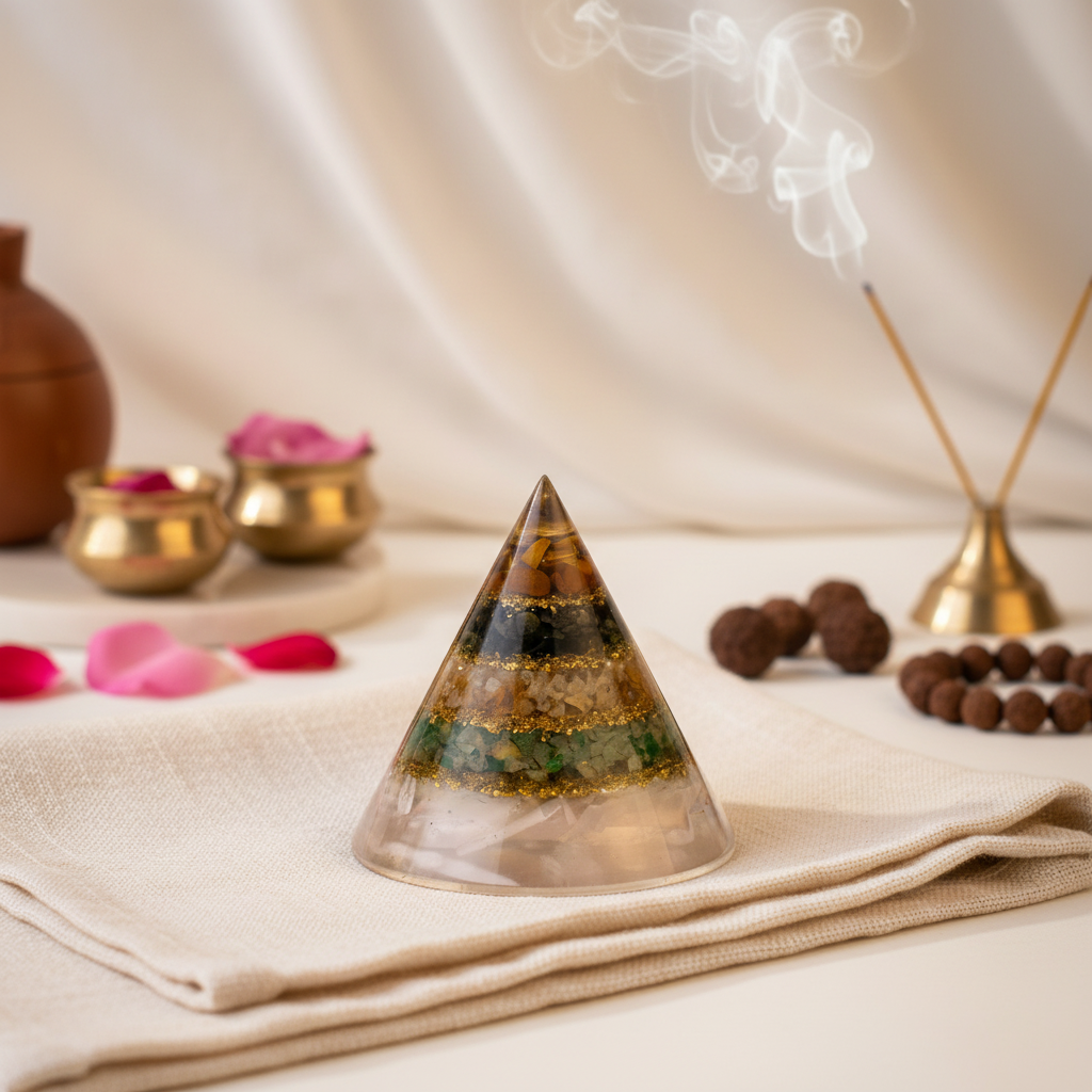 Conical Dhan Yog Pyramid - Traditional Pooja Setting