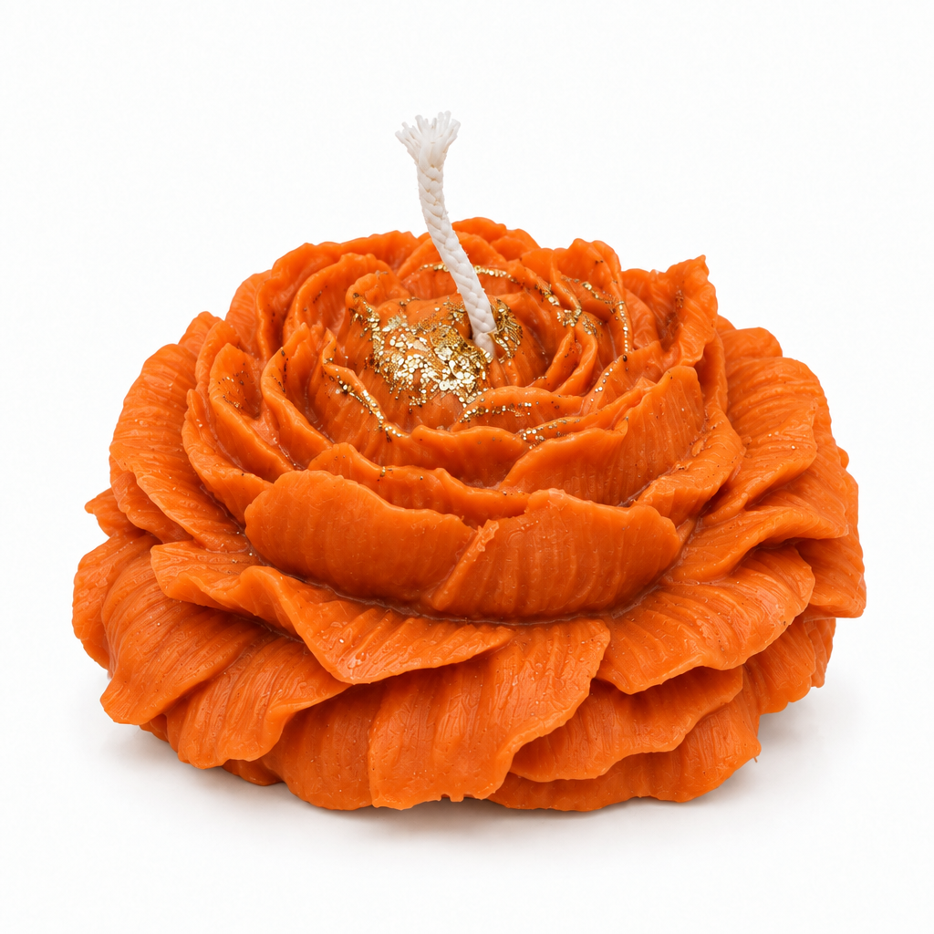 Darker orange candle on white