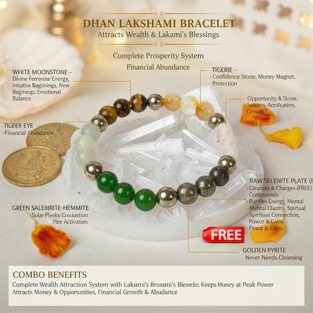 Dhan Lakshmi Bracelet with Free Selenite Plate benefits
