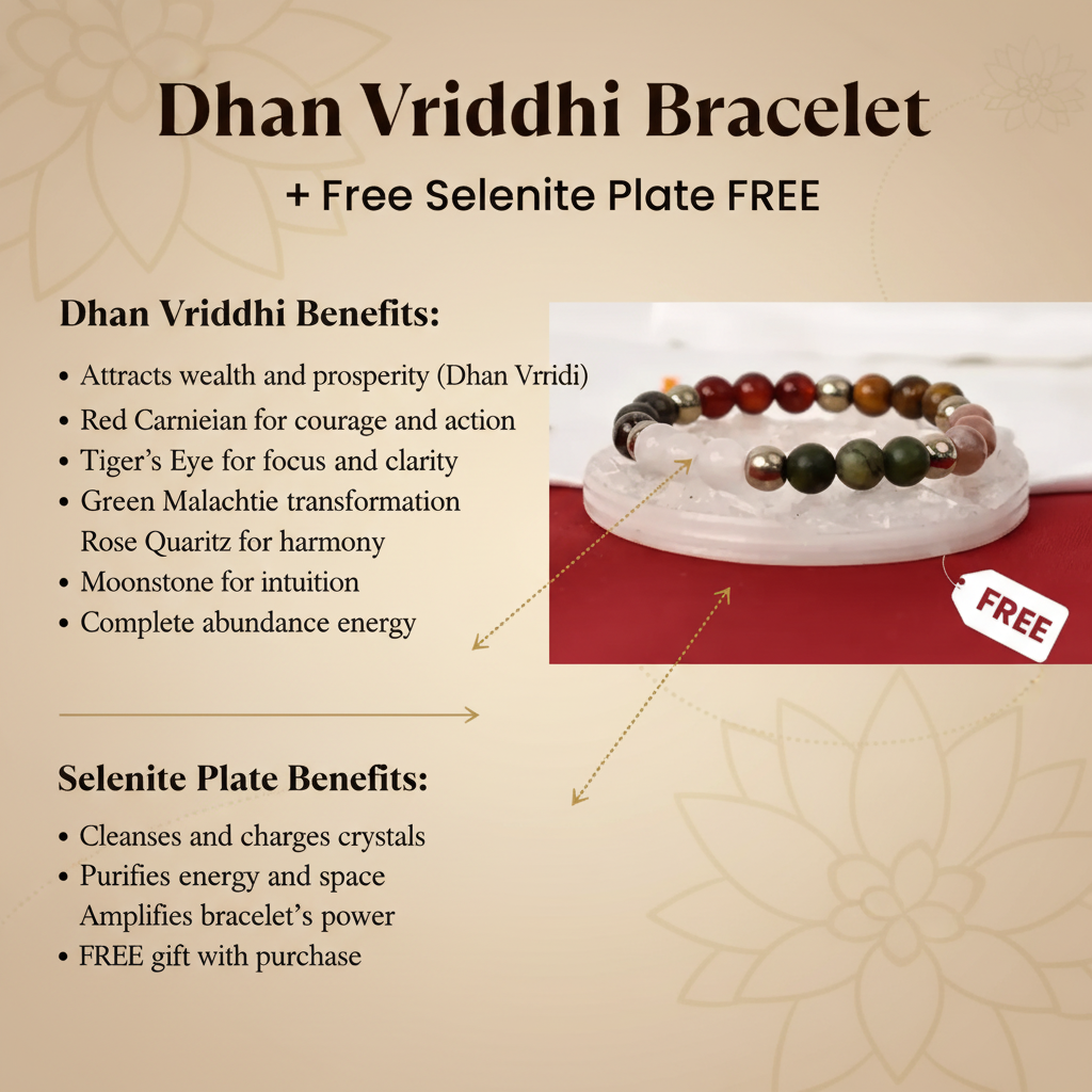 Dhan Vriddhi Bracelet + Free Raw Selenite Plate Benefits