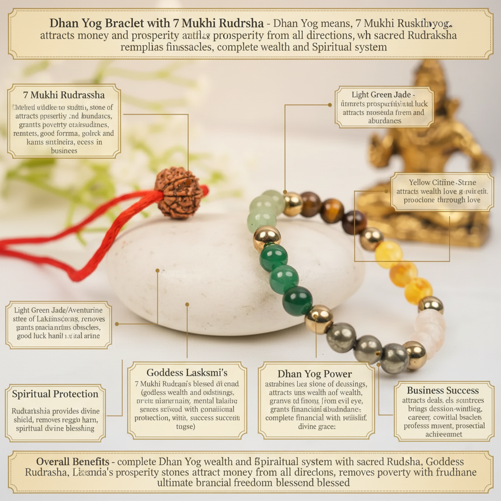 Dhan Yog Bracelet with 7 Mukhi Rudraksha benefits