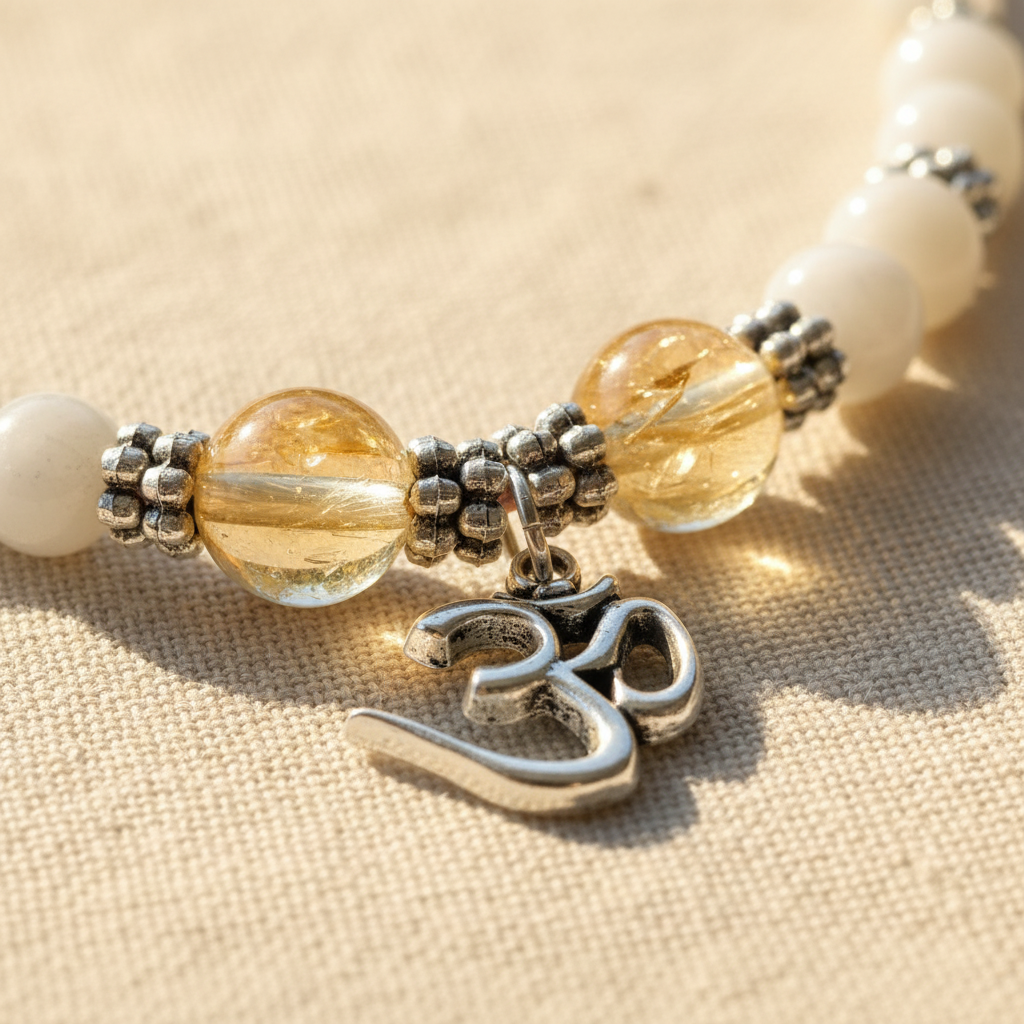 Divya Citrine Moonstone Rakhi Macro - BG Changed