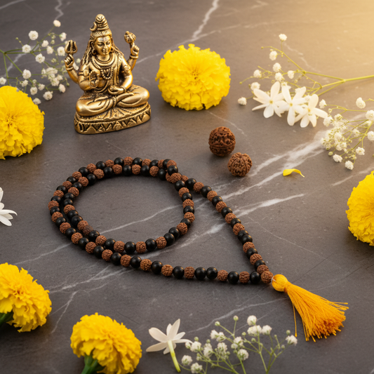 Divya Raksha Rudraksha & Karungali Mala 8mm