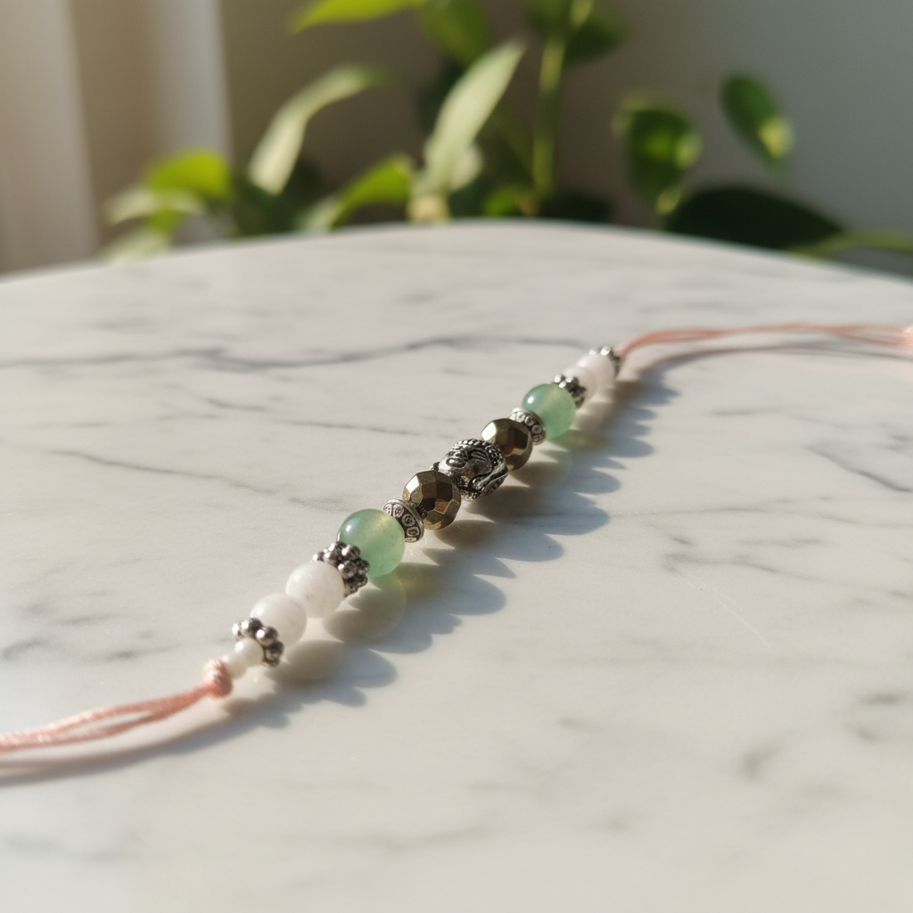 Divya Triple Crystal Rakhi Flat - BG Changed