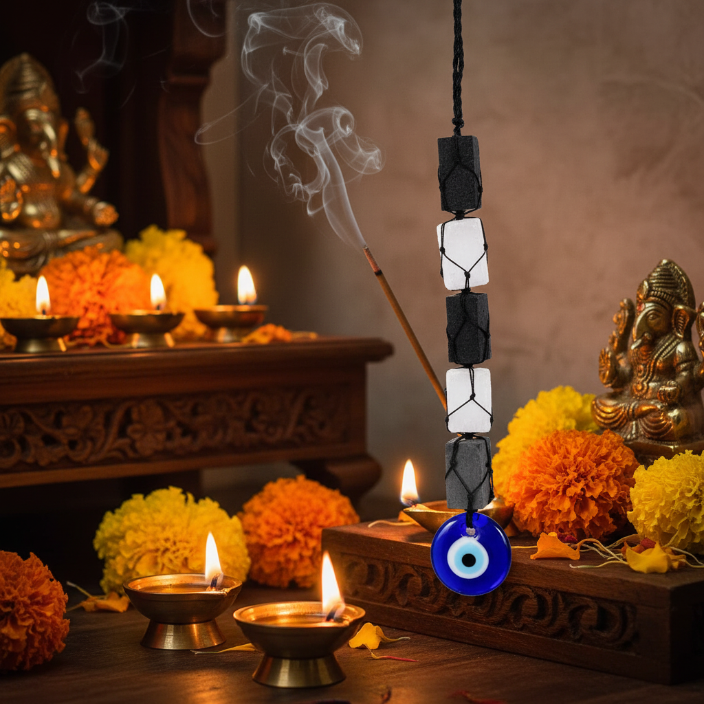 Evil Eye Selenite Hanger - Puja