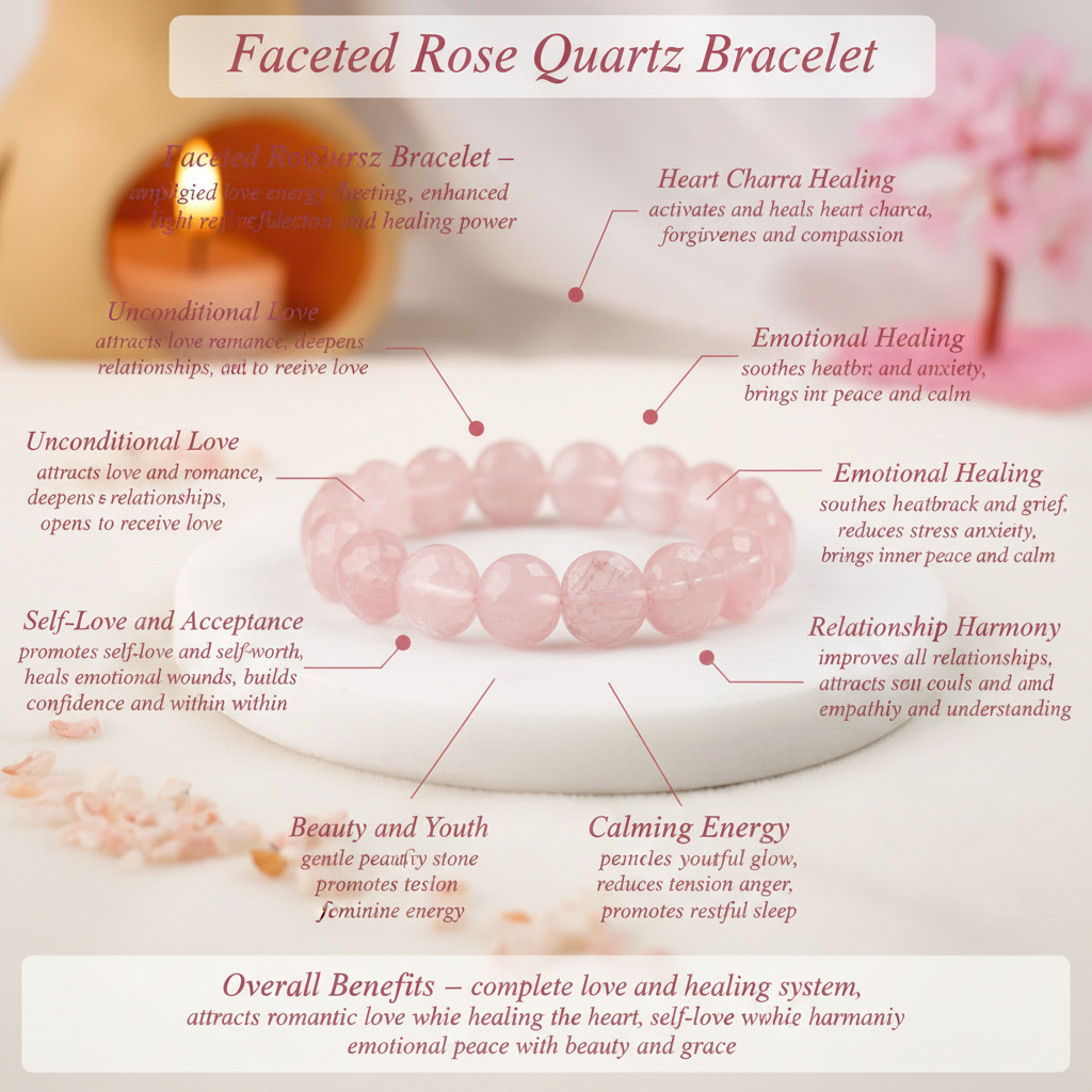 Faceted Rose Quartz bracelet benefits