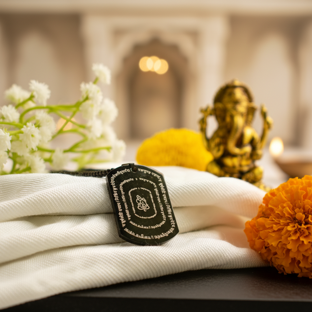 Ganesha Kavach with minimal temple background