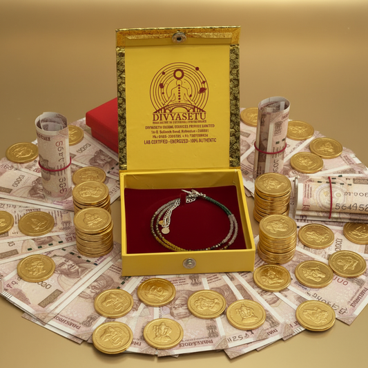 Gemstone Bracelet Gift Box with Coins and Money - Abundance Theme