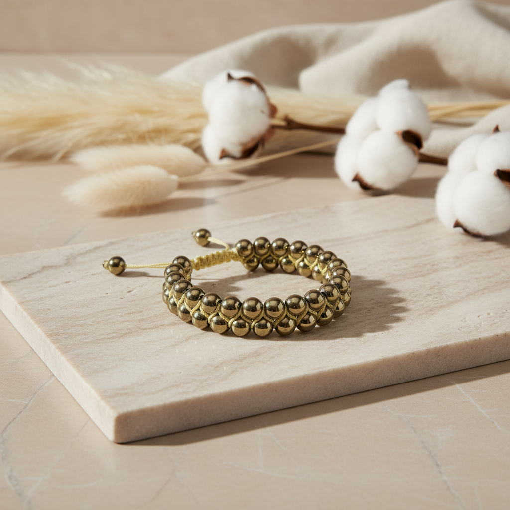 Golden Double Bracelet Flat Lay Square