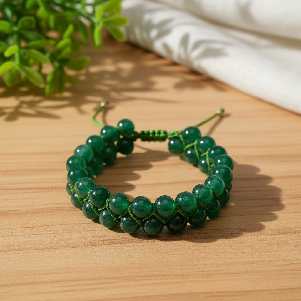 Green Aventurine Bracelet Flat Lay