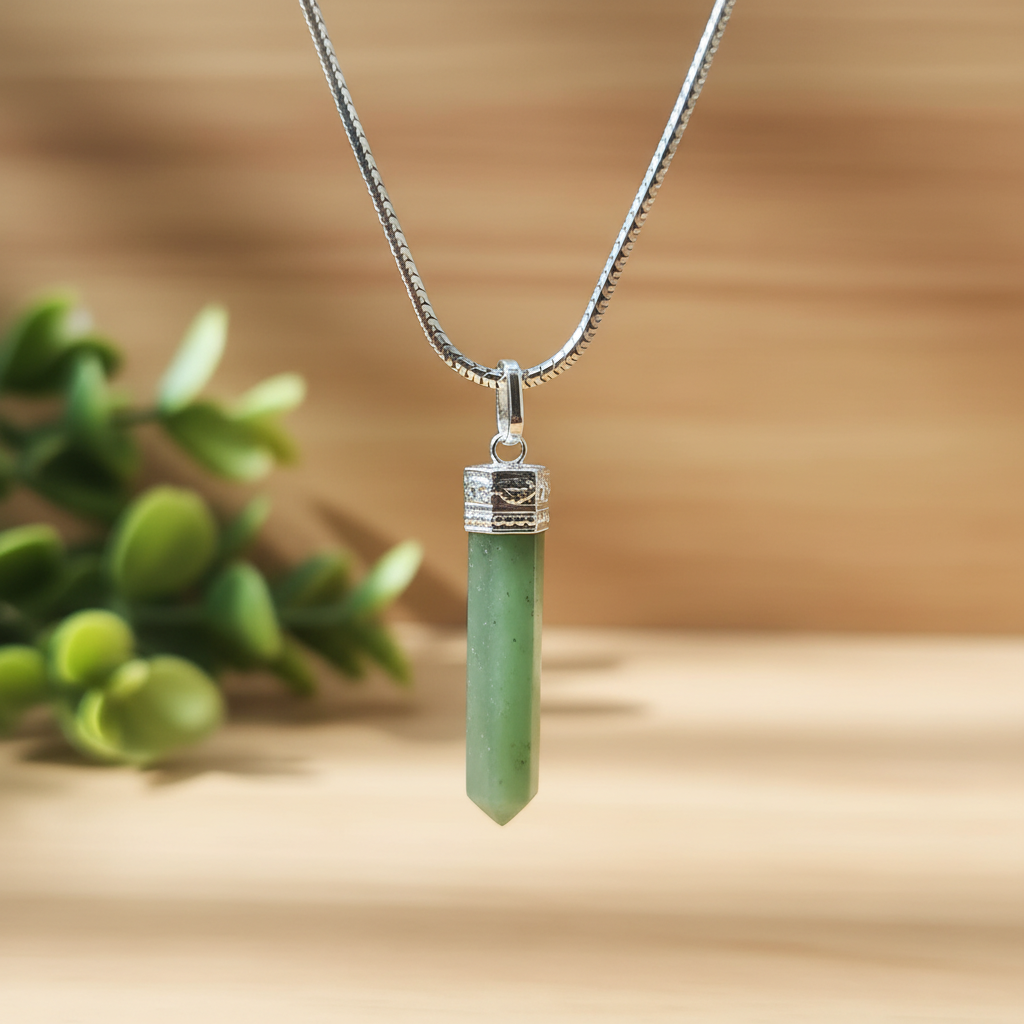 Green Aventurine Pendant - Snake chain