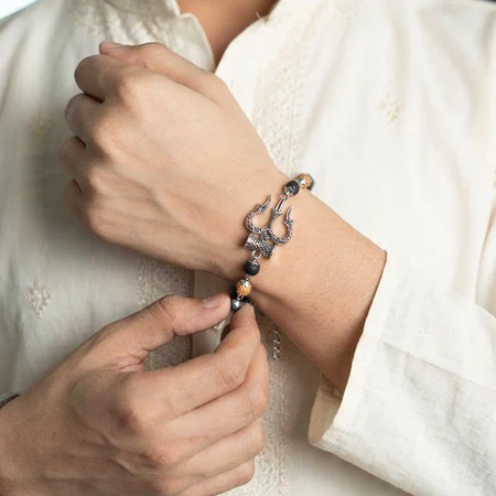 Mahadev Trishul Damru Rudraksha Karungali Kavach Bracelet