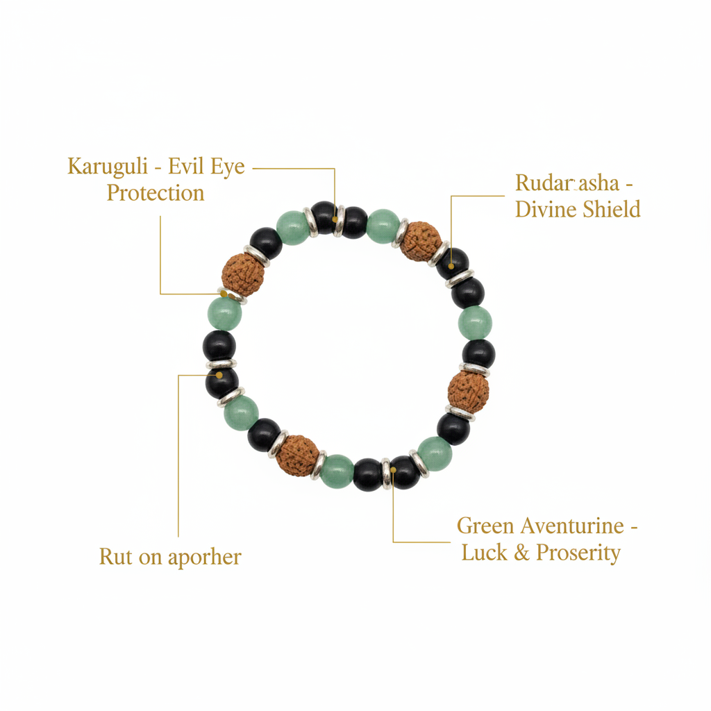 Karungli Rudraksha Aventurine - Bead Labels