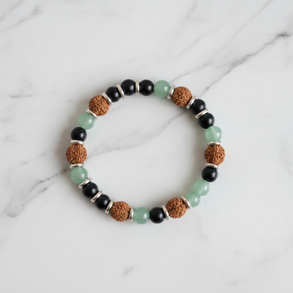 Karungli Rudraksha Aventurine - Flat Lay