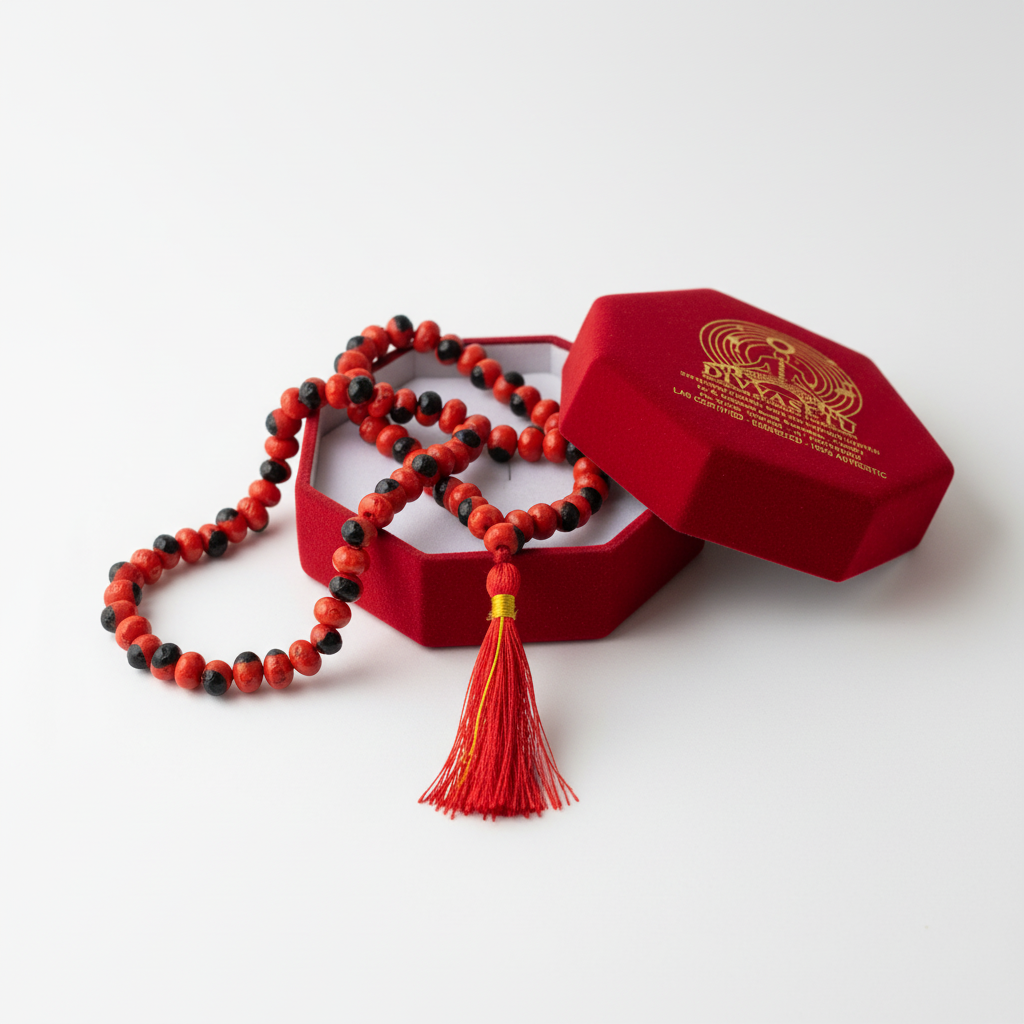 Laal Gunja Mala in Red Velvet DivyaSetu Box - Premium