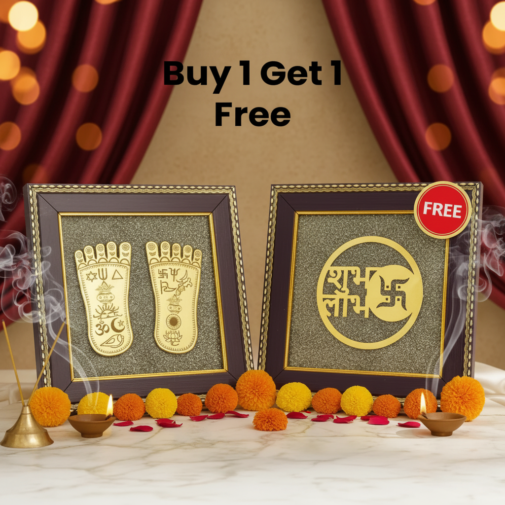 Lakshmi Charan Paduka with FREE Subh Labh Frame - aesthetic background