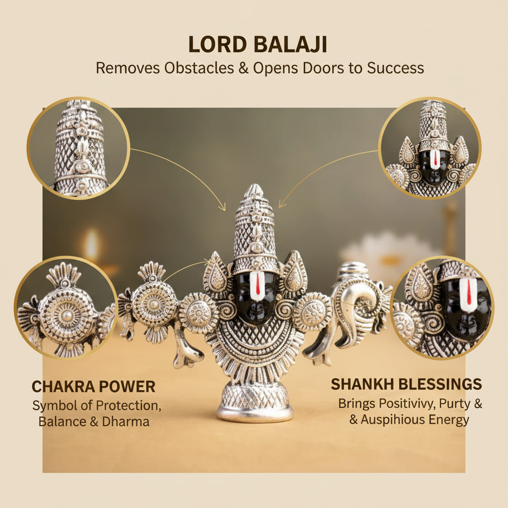 Lord Tirupati Balaji Idol - Symbolic Elements Info