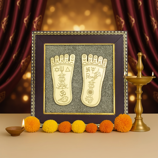 Maa Lakshmi Charan Paduka Frame - Premium Background