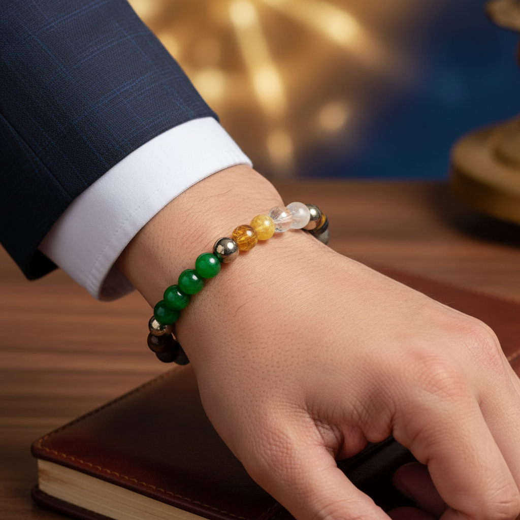 Man wearing Sampurn Dhan bracelet - wrist shot