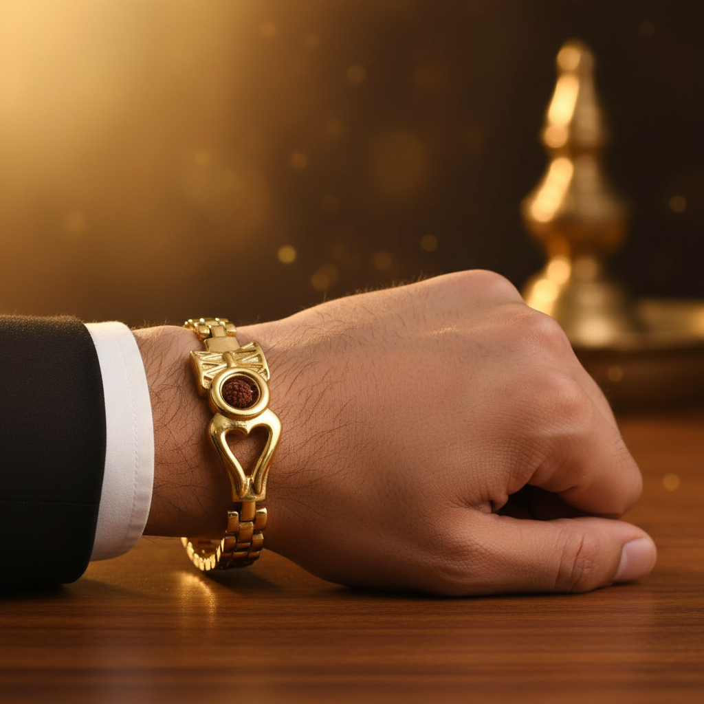 Man wearing Shiva Bracelet for Men - wrist shot