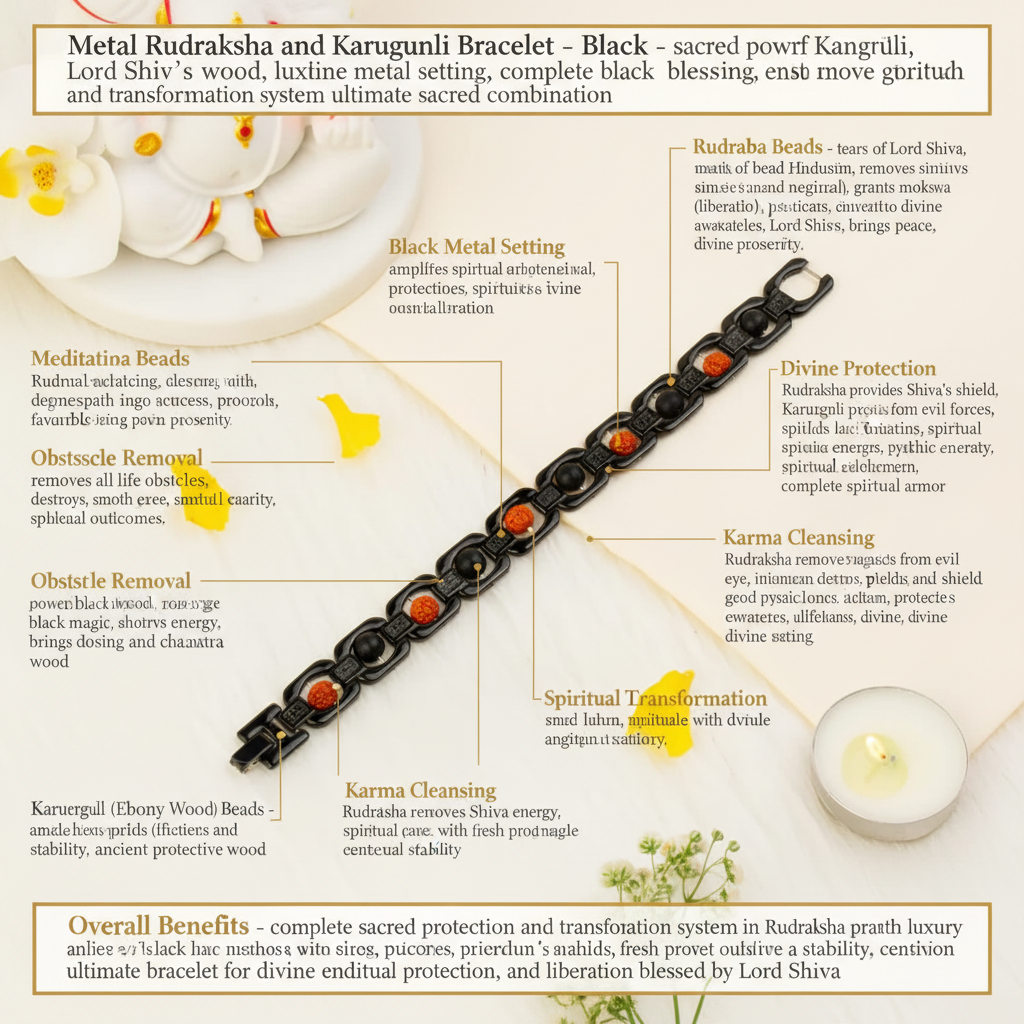 Metal Rudraksha and Karungali Bracelet - Black benefits