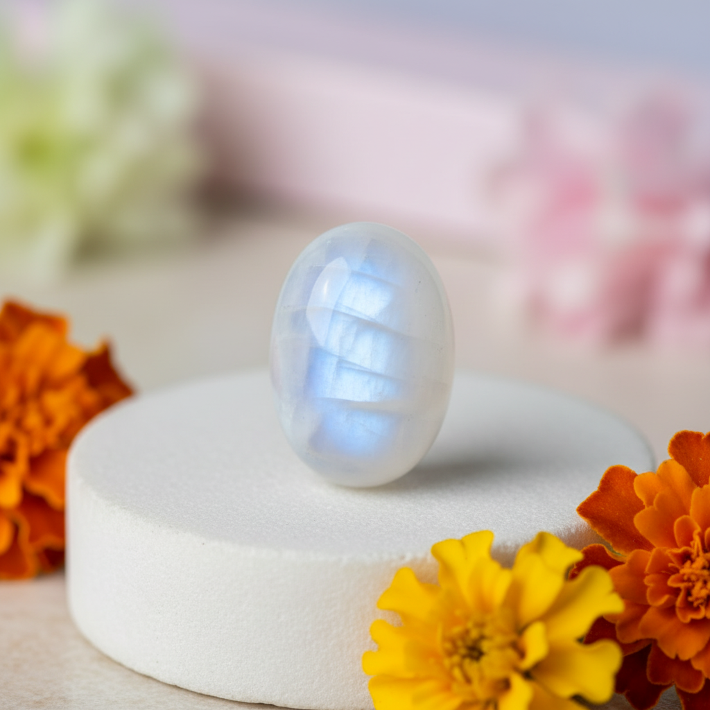 Moonstone Chandramani - Luxury Advertisement with Marigolds