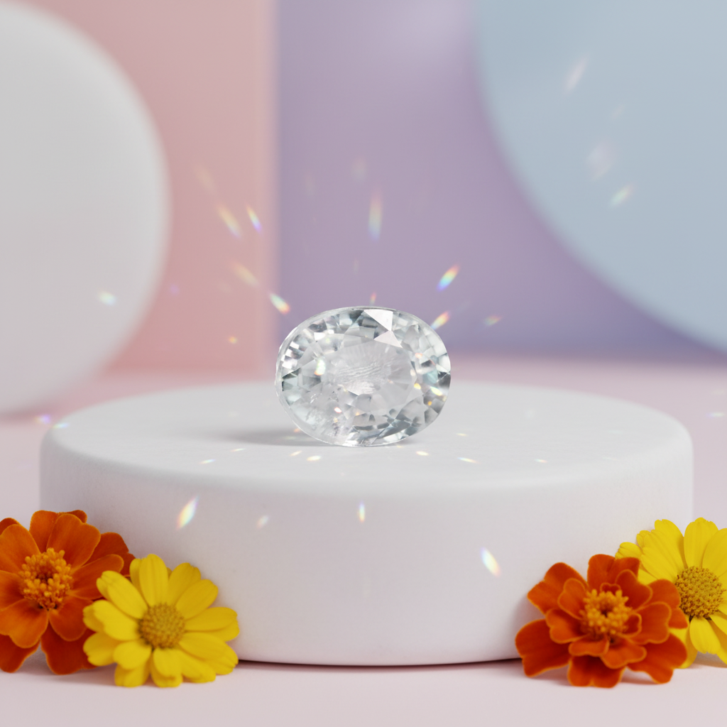 Natural Zircon Jarkan - Luxury Advertisement with Marigolds