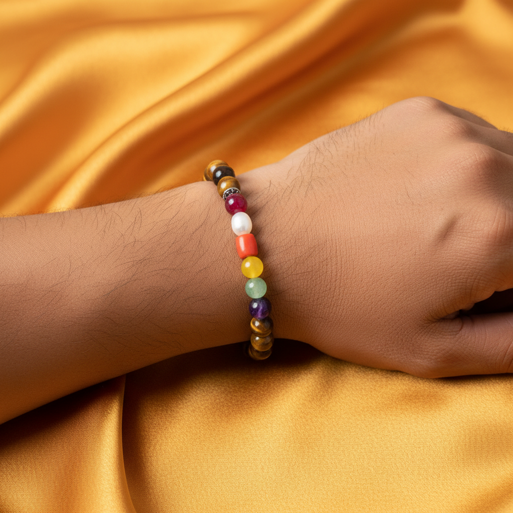 Navratan Tiger Eye Bracelet - Lifestyle Wrist