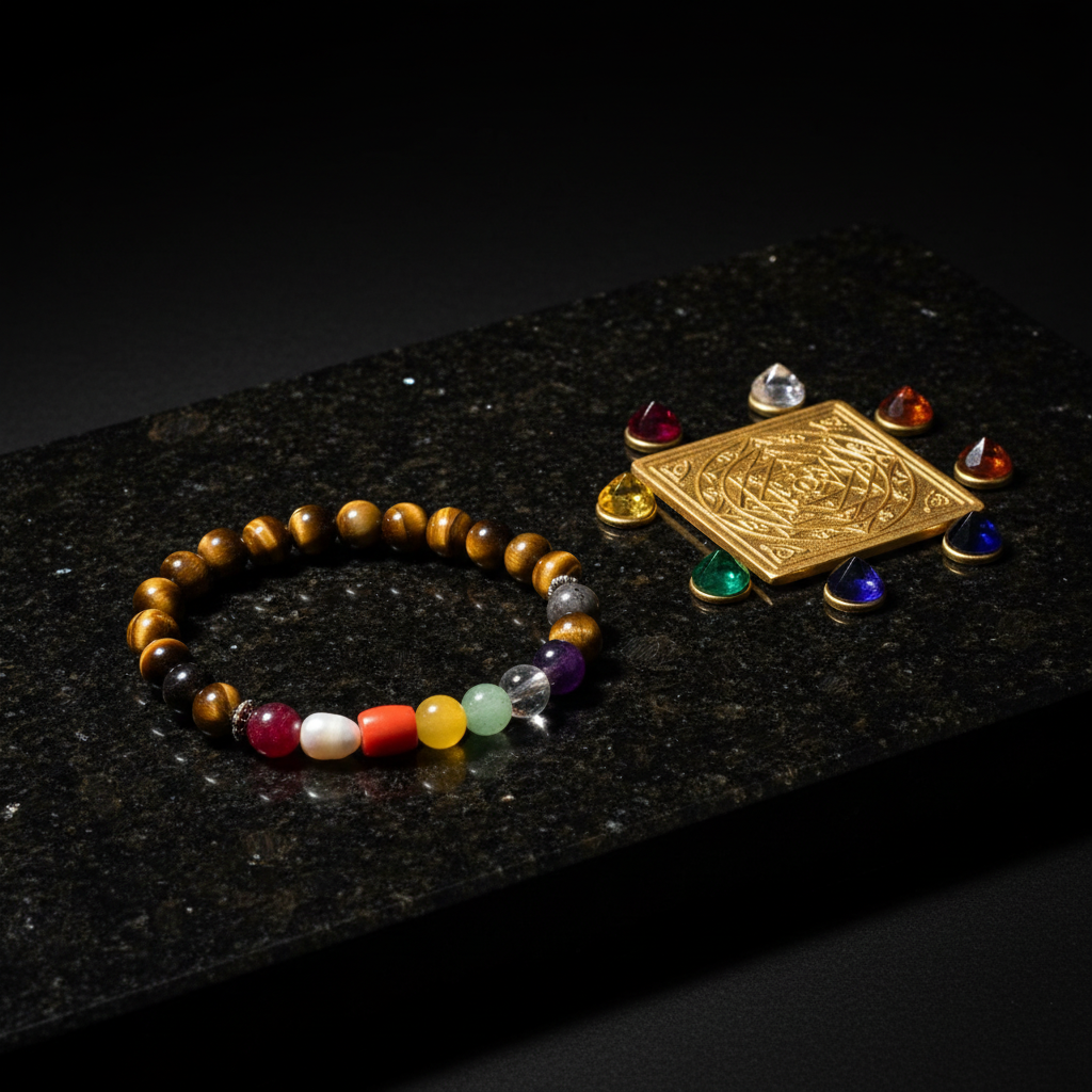 Navratan Tiger Eye - Yantra Altar