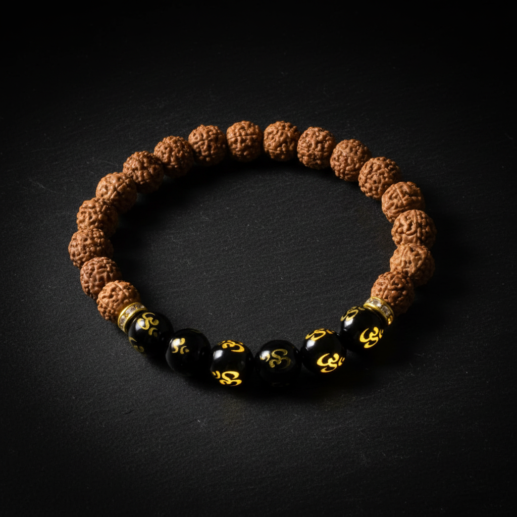 Om Mani Rudraksha Bracelet – Dark