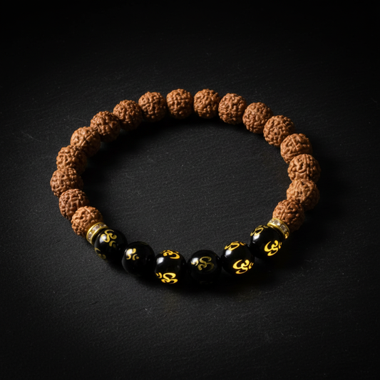 Om Mani Rudraksha Bracelet – Dark