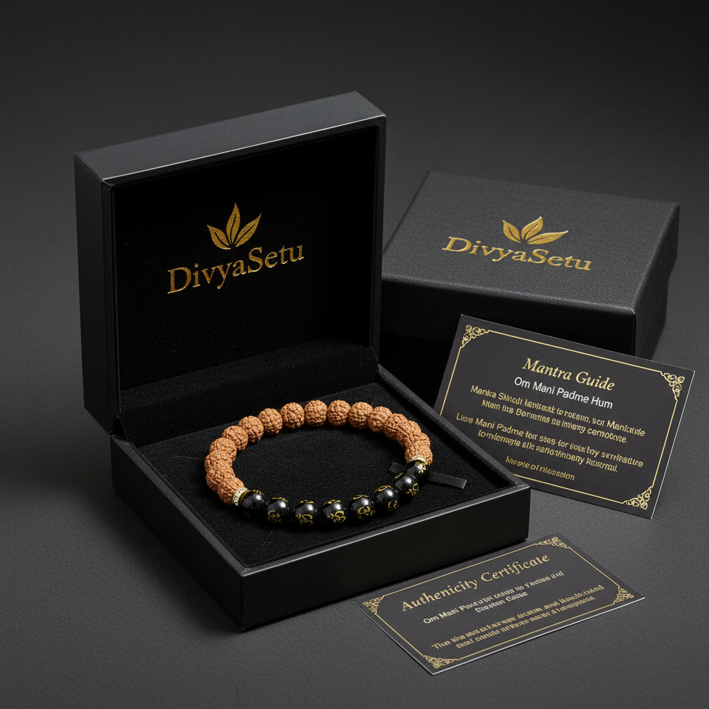 Om Mani Rudraksha Bracelet – Gift Box