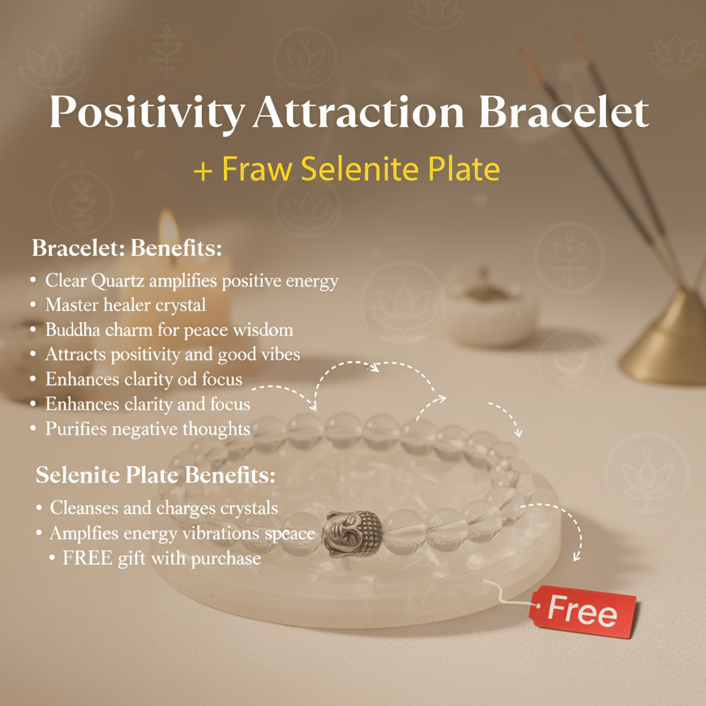 Positivity Attraction Bracelet + Free Raw Selenite Plate Benefits