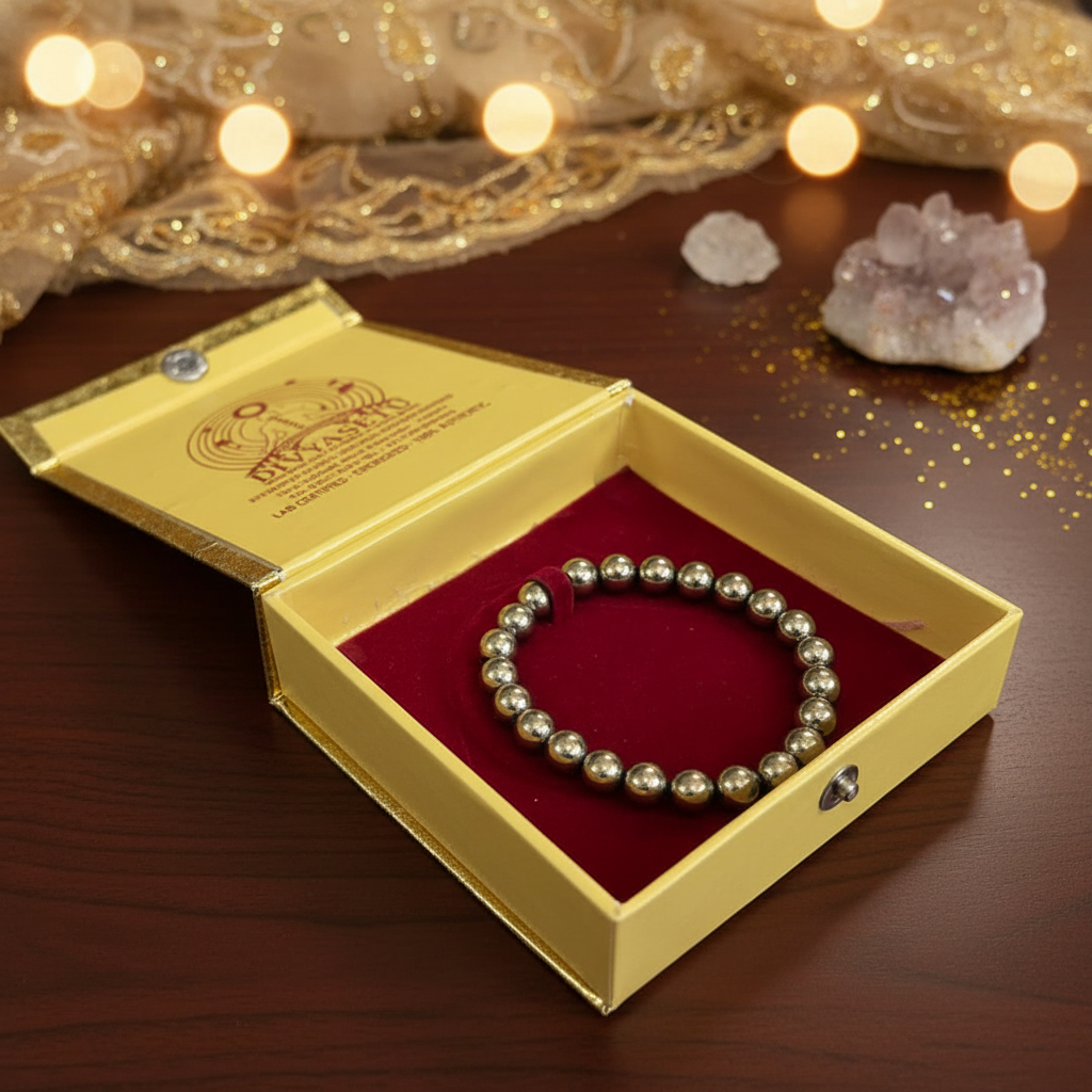 Pyrite Bracelet - Angled Box View